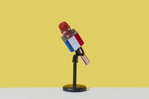 Microphone patterned with the flag of france Stock Photos