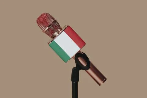 Microphone patterned with the italian flag Stock Photos