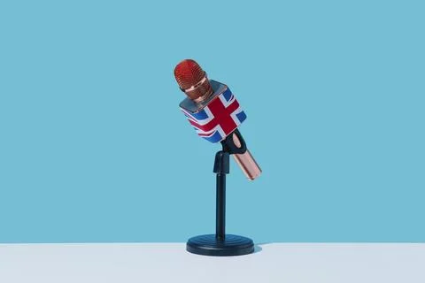 Microphone patterned with the union jack Stock Photos