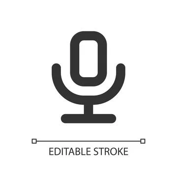 Microphone pixel perfect linear ui icon Ilustração Stock