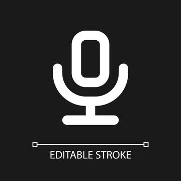 Microphone pixel perfect white linear ui icon for dark theme Ilustração Stock