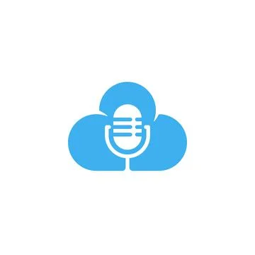 Microphone Podcast Cloud Symbol. Web Icon Logo Template Design Element. Stock Illustration