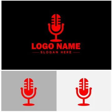 Microphone Podcast record concept  music sound logo icon vector for busines.. Stock Illustration