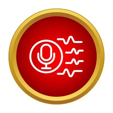 Microphone producing sound waves for audio recording Stock Illustration