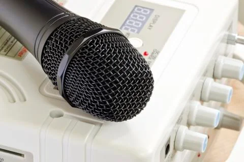 Microphone put on  amplifier Stock Photos