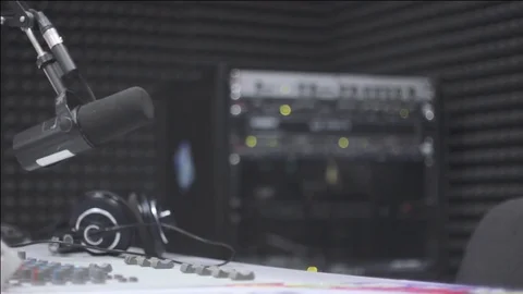 The microphone in radio Studio Stock Footage