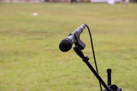 Microphone ready to use on a celebration Stock Photos