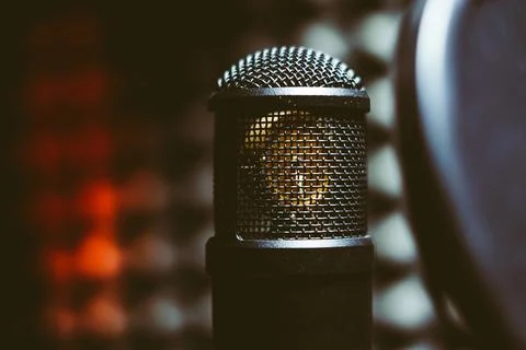 Microphone in the recording studio Stock Photos