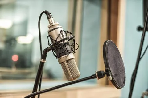Microphone in recording studio Stock Photos
