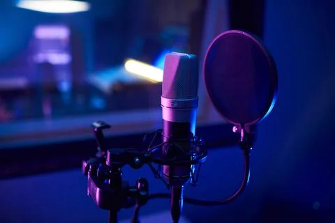 Microphone in the recording studio Stock Photos