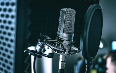 Microphone in recording studio Stock Photos