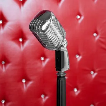 Microphone on red background Stock Photos