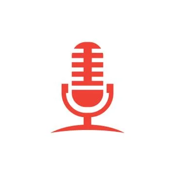 Microphone Red Icon On White Background. Red Flat Style Vector Illustration. Illustrazione stock
