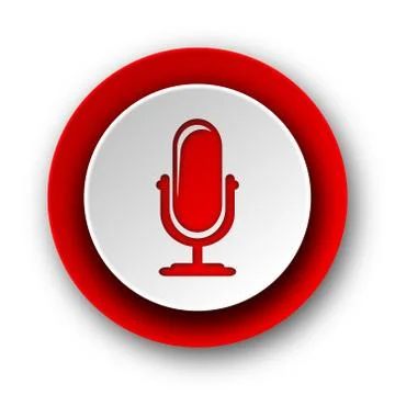 Microphone red modern web icon on white background. Illustrazione stock