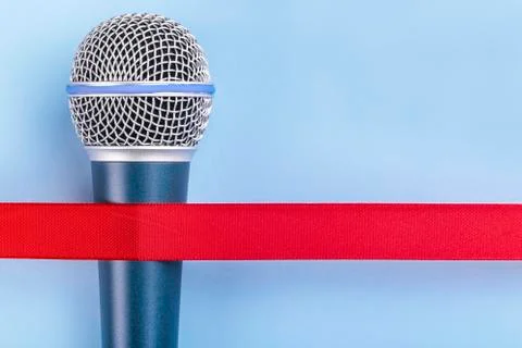 Microphone with red tape Stock Photos