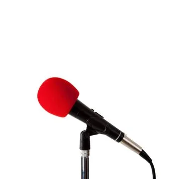 Microphone with red windscreen Stock Photos