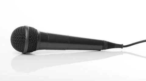 Microphone on reflecting background Stock Photos