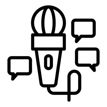 Microphone reporter interview icon outline vector. Tv news 库存插图