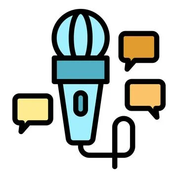 Microphone reporter interview icon vector flat Stock Illustration