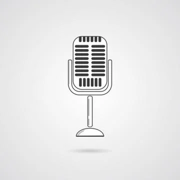 Microphone Retro Grey Vector Icon with shadow Stock Illustration