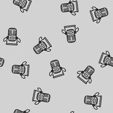 Microphone retro music character vector seamless pattern Illustrazione stock
