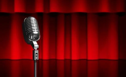 Microphone on scene Stock Illustration