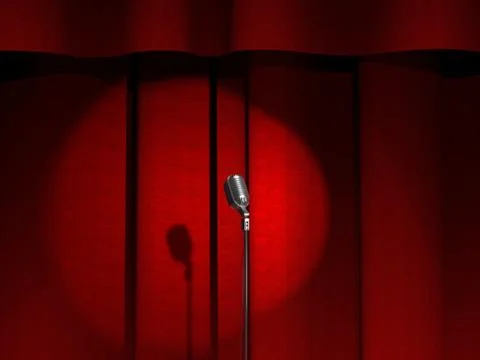 Microphone on scene Stock Illustration