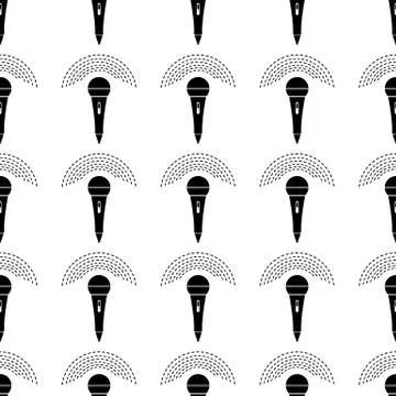 Microphone seamless pattern on white background. eps10 Stock Illustration