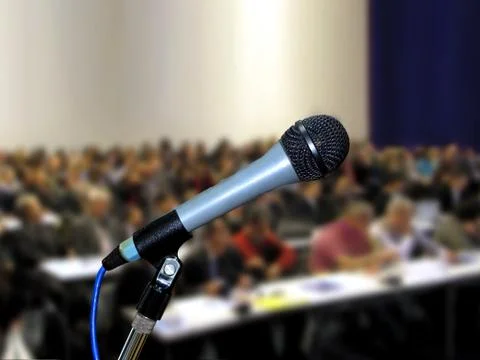 Microphone at seminar Stock Photos
