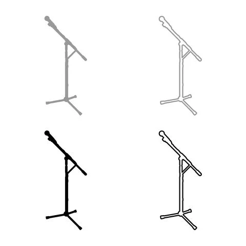 Microphone set icon grey black color vector illustration image solid fill out Stock Illustration