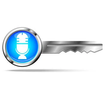 Microphone sign on blue key Stock Illustration