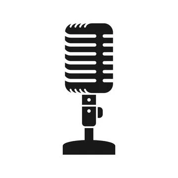 Microphone silhouette icon in flat style. Mic for podcast vector illustrati.. Stock Illustration