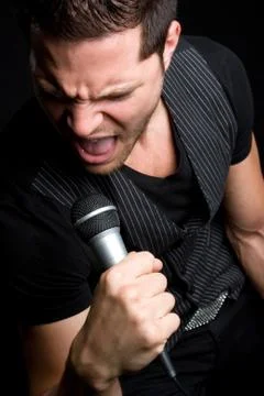 Microphone singing man Stock Photos