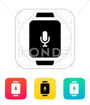 Microphone in smart watch icon Stock Illustration