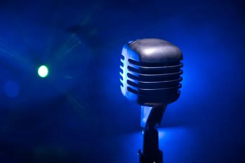 Microphone for sound, music, karaoke in audio studio or stage. Mic technology Stock Photos