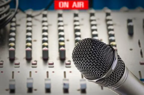 Microphone in sound studio Stock Photos