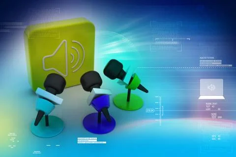 Microphone with sound symbol Stock Illustration