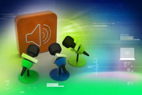Microphone with sound symbol Stock Illustration