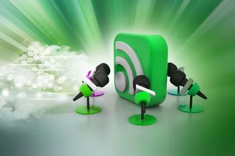 Microphone with sound symbol Stock Illustration
