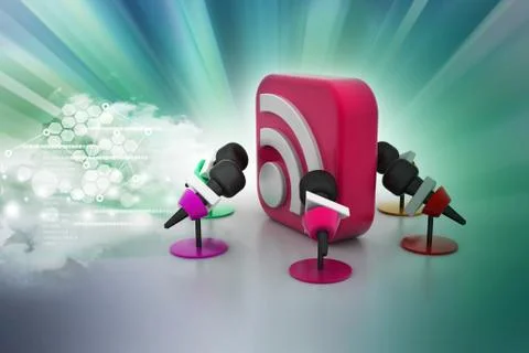 Microphone with sound symbol Stock Illustration