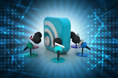 Microphone with sound symbol Stock Illustration
