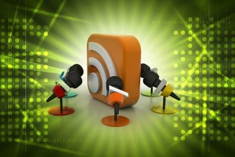 Microphone with sound symbol Stock Illustration
