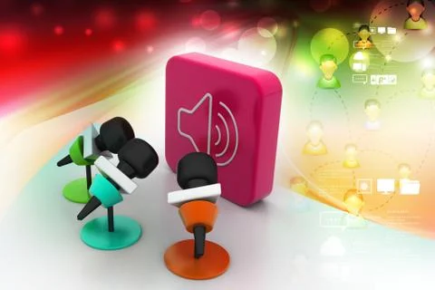 Microphone with sound symbol Stock Illustration