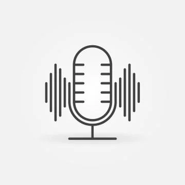 Microphone with Sound Wave linear vector concept icon Stock Illustration
