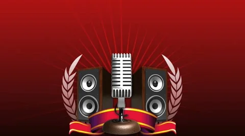 Microphone with speakers and ribbon, loop Stock Footage 41141644