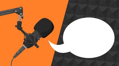 Microphone with Speech Bubble Podcast Concept Illustrazione stock
