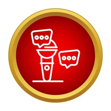 Microphone with speech bubbles on red button Stock-Illustration