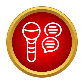 Microphone with speech bubbles symbolizing talk and podcast Stock-Illustration