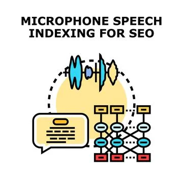 Microphone speech indexing for search engine optimization Illustrazione stock