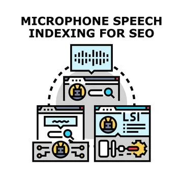 Microphone speech indexing for search engine optimization Stock Illustration